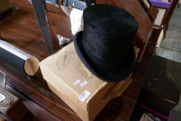 An old black silk Top Hat by Morgan and Ball, a good size