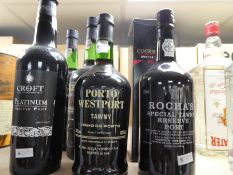 Three bottles of Cockburn's Special Reserve Port and three others