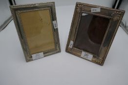 A silver rectangular photo frame with beaded borders decoration. Hallmarked Sheffield 1992 Carr's of