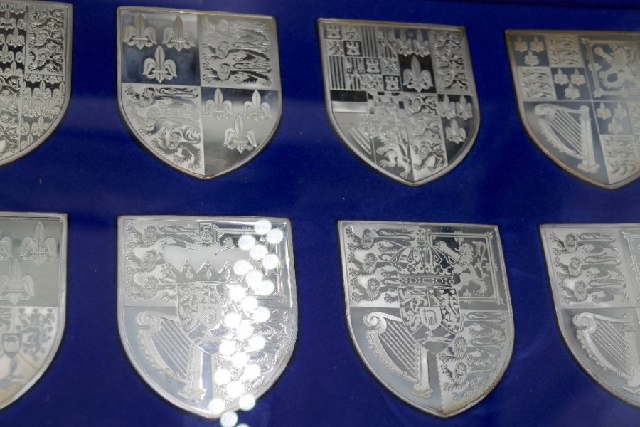 The Royal Arms, a set of twelve silver ingots in the shape of Shields, depicting the arms of Monarch - Image 3 of 6