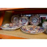 A selection of oriental plates, etc, some decorated with chrysanthemums
