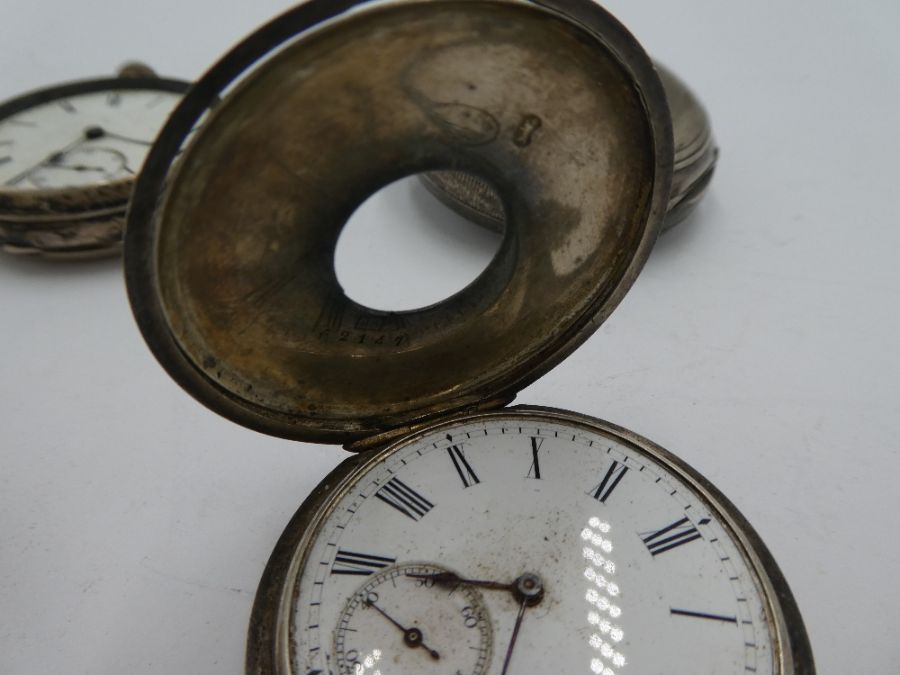 A quantity of silver pocket watches, some 19th century, one ticking. Various designs, hallmarks and - Image 6 of 7