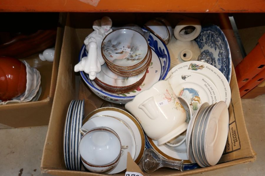 Two boxes of mixed china, various manufacturers, and a box of various lights - Image 3 of 4