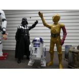 Star Wars, 3 Star Wars figures by Jakks Pacific to include Darth Vader and C3PO, the tallest 79cm