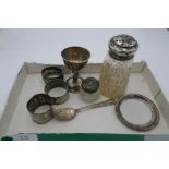 A quantity of items to include a silver topped Sugar Sifter, with star pierced decoration, Sheffield