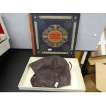 World War I Imperial German Navy cigarette card album (complete) with World War II era leather flyin