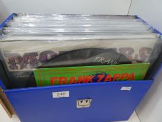 A case of vinyl LP records including Frank Zappa, T-Rex and others