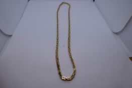 9ct yellow gold intricate box chain of intricate design, 56cm, 36g approx