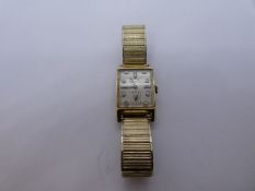 Vintage 14k yellow gold cased 'Longines Wittnaeur' wristwatch with rectangular dial, 22L Caliber, 19