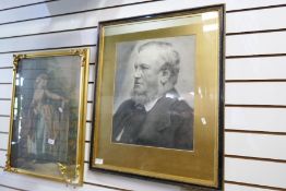 A Pair of framed and glazed pictures, one depicting a Victorian gentleman
