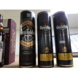 Three bottles of Glen Fiddich Single Malt Whisky