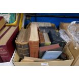 Three cartons of books including bibles and The War Illustrated