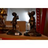 Two bronzed figures on base, titled La Moisson by Aug. Moreau