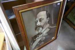 Framed and glazed prints, one depicting King Edward and one depicting Queen Alexandra