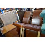 A set of 8 modern leather style dining chairs