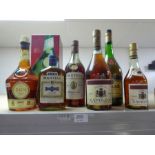 Two bottles of Comandon Cognac, two bottles of Martell and others (7)
