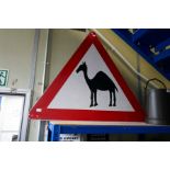 A Road Sign warning of Camels on road