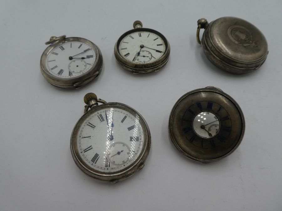 A quantity of silver pocket watches, some 19th century, one ticking. Various designs, hallmarks and - Image 7 of 7