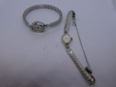 Vintage 14K white gold case Waltham 25 Jewel watch on 10K white gold plated strap, together with a v