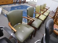 A set of seven vintage chairs having open arms, probably 1970s by Hunter Smallpage Ltd - York