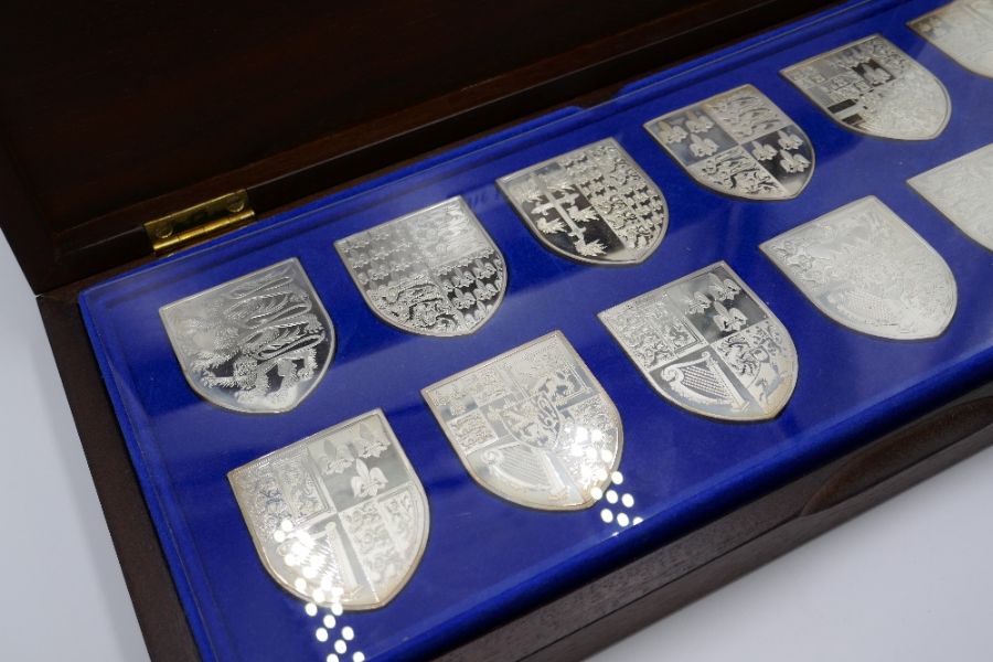 The Royal Arms, a set of twelve silver ingots in the shape of Shields, depicting the arms of Monarch - Image 2 of 6