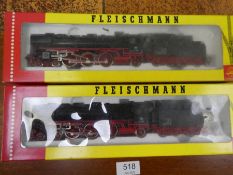 'HO' gauge; two Fleischmann boxed locomotives and tenders, No. 1362, in very good condition