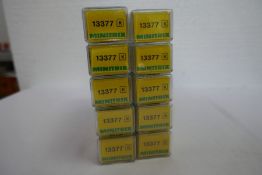 'N' gauge; ten Minitrix carriages, number 13377, boxed (appear mint and unused)