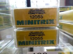 'N' gauge, two boxed Minitrix locomotives No. 12055, appear unused