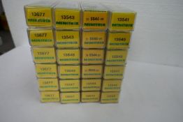'N' gauge; twenty-four various Minitrix rolling stock wagons, boxed, including six of number 13677 (