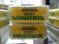 'N' gauge, two boxed Minitrix locomtives No. 12057, appear unused