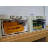 ERTL John Deere Crawler tractor x 2, one metal tracked with driver figure