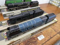 'OO/HO' gauge; 2 Wrenn locomotives and tenders No. W2224 BR Goods and W2229 City of Glasgow