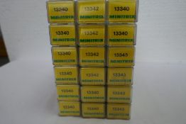 'N' gauge; eighteen various  Minitrix carriages, boxed, (appear in mint and unused condition)