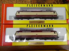 'HO' gauge, Fleischmann two boxed locomotives No. 4350 appear very good condition