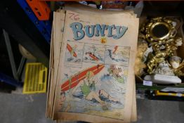 A box of vintage Bunty magazines from the 1970s