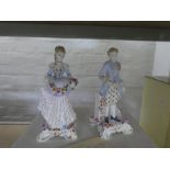 A pair of Coalport limited edition Arcadian figures 10/250 with certificate and box (one broken flow