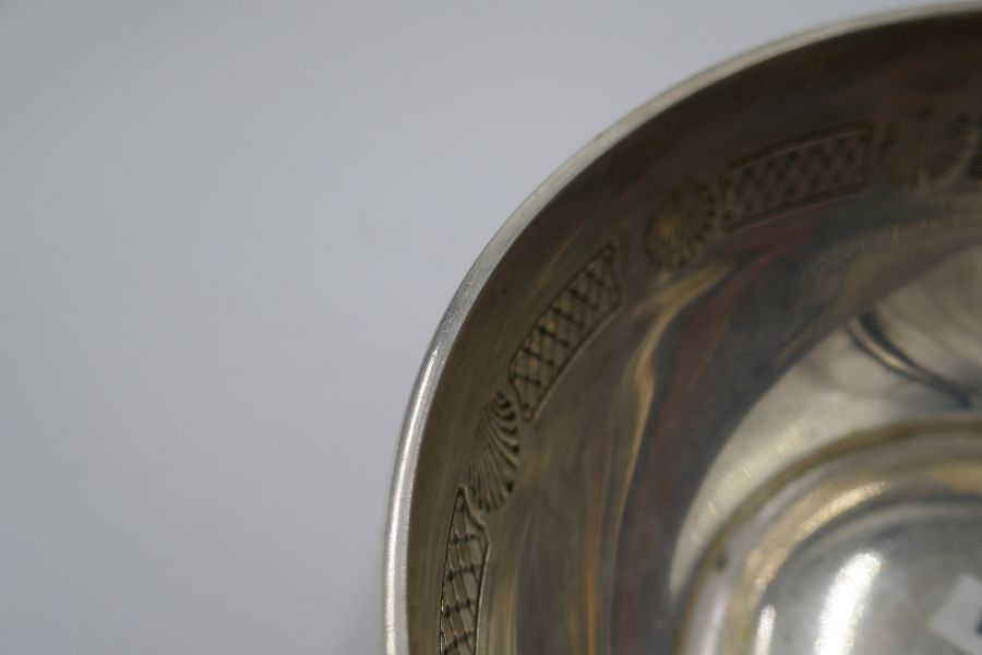 A silver Continental circular bowl with embossed border design on the body. Marked 800 on the base. - Image 5 of 5