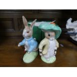 A pair of large Royal Doulton Beatrix Potter figures of Peter Rabbit and Benjamin Bunny, limited edi