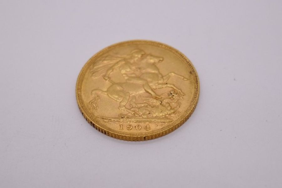 22ct yellow gold full sovereign, dated 1904, King Edward VII, George & the Dragon