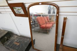A Victorian Mahogany Cheval mirror on shaped support - mirror height 129cm