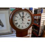 A wall clock by Gilett and Johnston, Croydon, with pendulum, possibly either ex railway or Post Offi