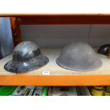 Two old military helmets