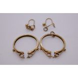 Scrap gold; two 9ct gold half sovereign earring mounts AF, 2.5g