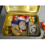 Medals; 2 WWI trios to Pte AE Tidey, R. Sussex Regiment and Pte T Swift A.S.C contained in a WWI Chr