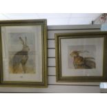 Three signed limited edition prints of Hares, the largest 52.5 x 79cm, by Kate Wyatt