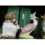A pair of large Royal Daulton Beatrix potter figures of Jemima Puddle-duck and Mrs Tiggy-Winkle limi