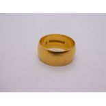 22ct yellow gold wedding band, Birmingham, CG & S maker, size K, band width 8mm, approx 6.1g