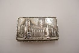 An early Victorian silver rectangular vinaigrette by Nathaniel Mills. Having engine turned sides, ra