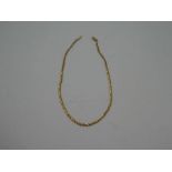 18ct yellow gold rope-twist design neck chain, 41cm, 12.8g, marked 750