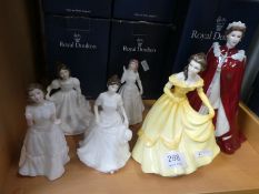 A Royal Worcester figure of Queen Elizabeth II, a Royal Doulton figure of Belle HN3830, Limited edit